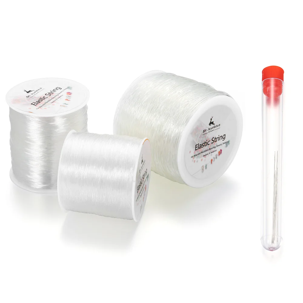 

100M/Roll Plastic Crystal DIY Beading Stretch Cords Elastic Line with 5 Pins Needles DIY Craft Jewelry Making Wire String Thread
