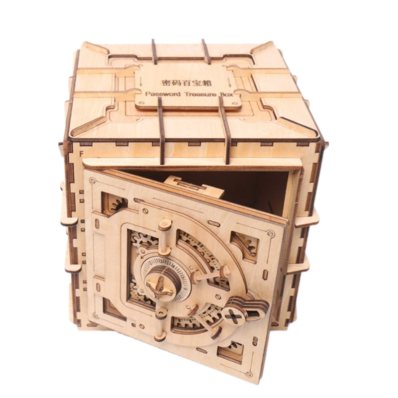 

Mechanical Drive Creative DIY 3D Treasure Chest Wooden Puzzle Boxes Game Assembly Toy Gift for Children Teens Adult