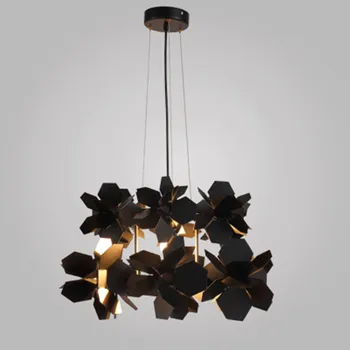 

LED Chandelier Lighting Black Or White Postmodern Creative Iron Hanging Lamp For Dining Living Room Bedroom Home Decoration E27