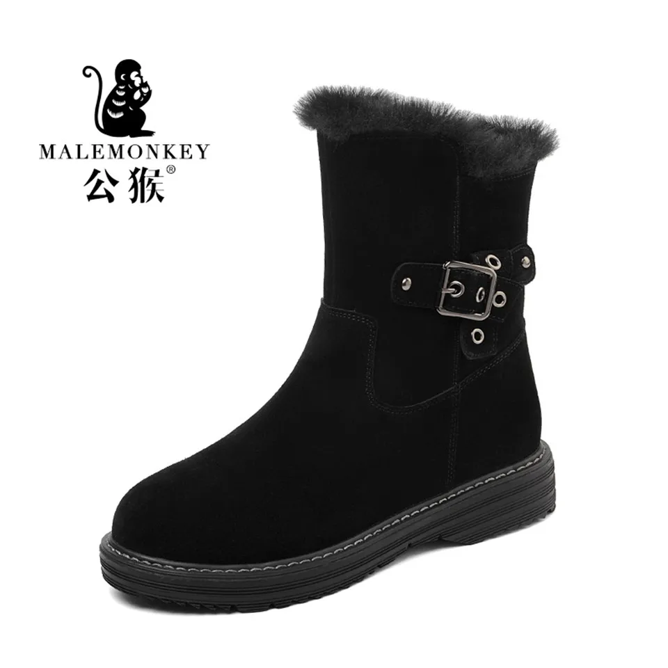 MALEMONKEY/Роскошные брендовые дизайнерские туфли; Новинка года; модная женская обувь; Цвет Черный; удобная мягкая резиновая обувь до середины икры в западном стиле - Цвет: Черный
