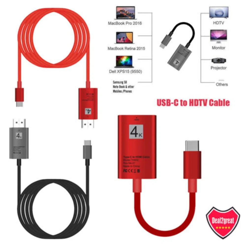 USB 3,1 type C USB-C штекер на 4K HDMI HDTV штепсельный кабельный переходник для Macbook samsung S8 htc huawei HD адаптер Соединительный кабель