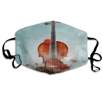 

Classical Violin Music Daisy Flower Inspiring Dust Mouth Mask Reusable Anti-Dust Face Mask Adjustable Earloop Skin Protection