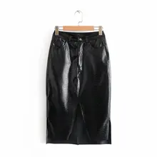 QZ183 Женская мода тонкая талия Сторона Сплит из искусственной кожи юбка осень зима подходит ко всем фантазийные юбки Saias