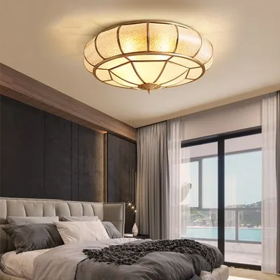 

European style all copper led ceiling lamp living room bedroom study corridor aisle Chinese style glass ceiling lamp