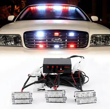 

Red And White 18 X LED Emergency Vehicle Strobe Lights For Front Grille Deck LED Strobe Blinker Flash Light
