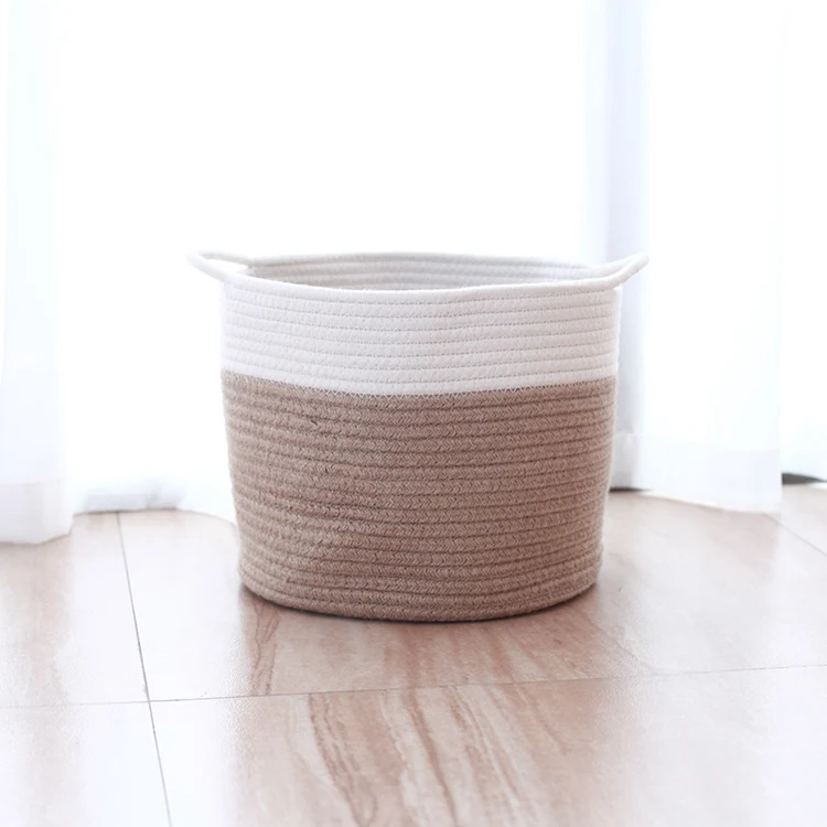 A Jute Laundry Basket Cotton Organizer Chic Woven Storage Basket Wasmand Baby Stuff Toy Organization Nordic Baby Room Home Decor - Цвет: A