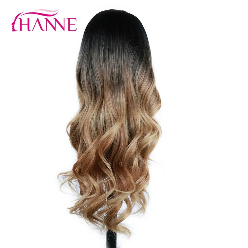 HANNE Длинные Синтетические волнистые парики Омбре коричневый блонд/серый термостойкие волокна волос для черный/белый женщин косплей/вечерние