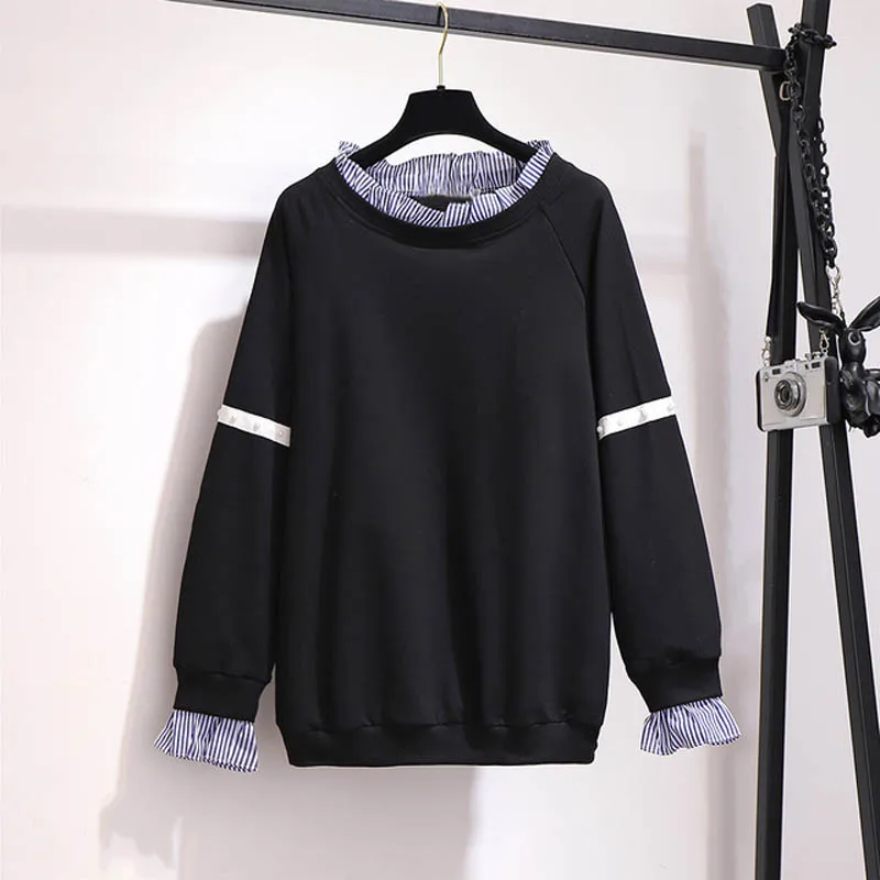 black Fleece Осень-зима, Свитера большого размера бюста 149 см 4XL 5XL 6XL 7XL 8XL 9XL кофты цвета: черный, розовый, Белый и зеленый цвета - Цвет: black Fleece
