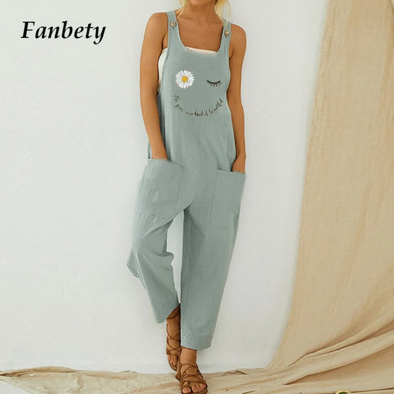 Vintage Print Cotton Linen Women Jumpsuit 2020 Summer Elegant Button Strappy Backless Bodysuit Sexy Pocket Loose Trousers Romper Vintage Print Cotton Linen Women Jumpsuit 2020 Summer Elegant Button Strappy Backless Bodysuit Sexy Pocket Loose Trousers Romper