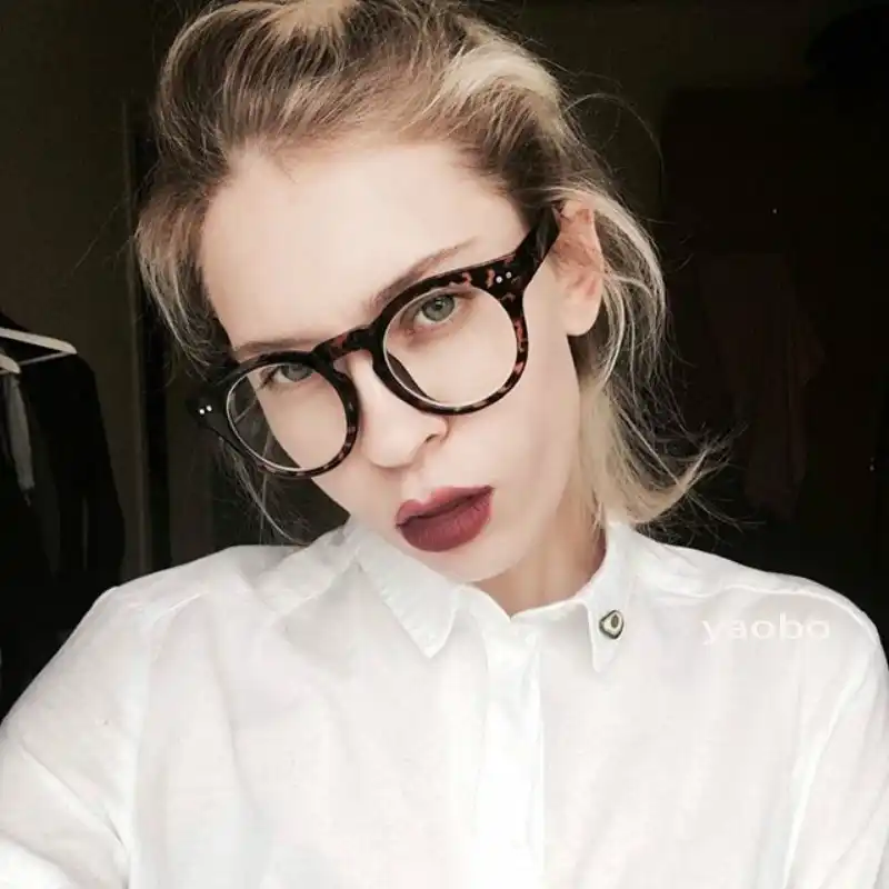 round vintage clear lens glasses