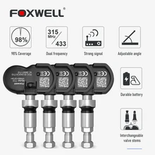 Foxwell t10 sensores de pneus de carro tpms programa ativado 315mhz 433mhz clone-able sensor de programação do sistema de monitor de pressão dos pneus
