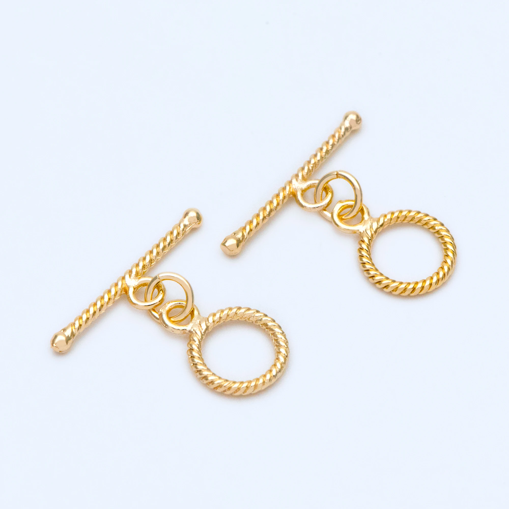 10pcs Gold Round Toggle Clasp, Bracelet Necklace Jewelry Clasps, 18K