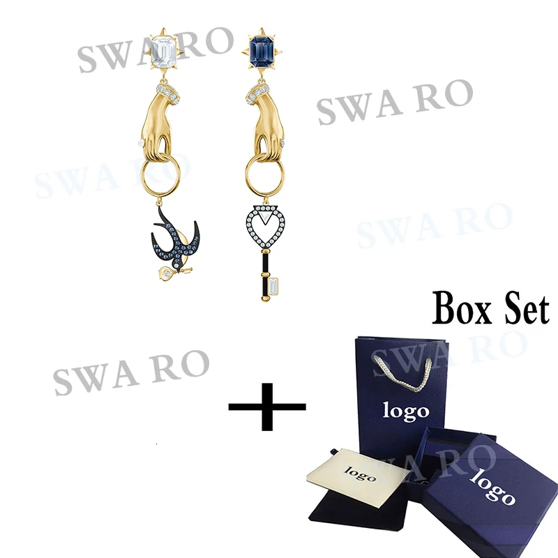 Swa, новинка, волшебные серьги Таро для пирсинга, мистический символ глотания, ключ и рука, Кристальные серьги, подарок подруге, романтический подарок