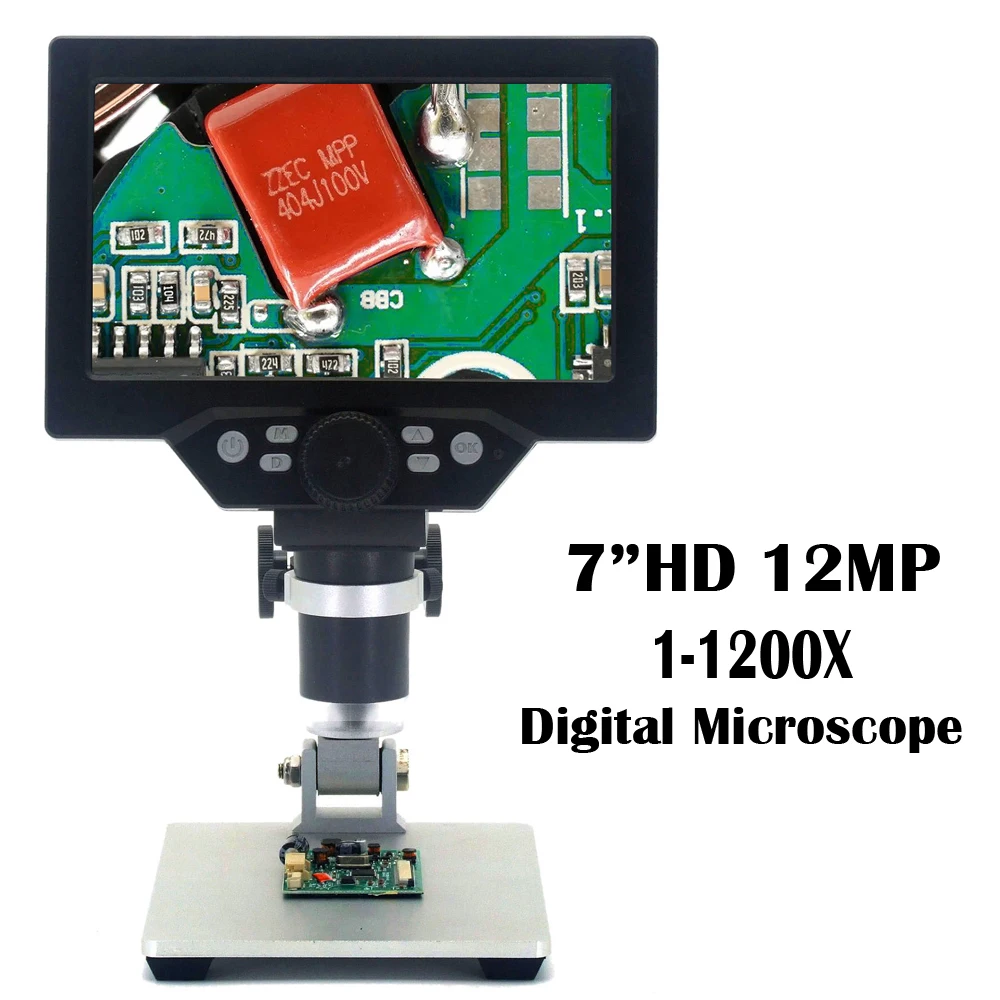 7' HD 12MP 1-1200X lcd цифровой электронный микроскоп Видео микроскопы резист для пайки пайка SMT телефон Ремонт лупа сплав Стенд