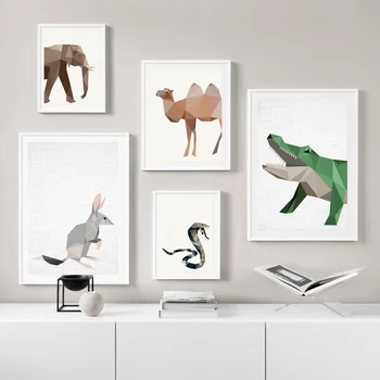 

Low Poly Elephant Bactrian Camel Bilby Cobra Snake Crocodile Animal Poster Canvas Print Wall Pictures for Living Room No Frame
