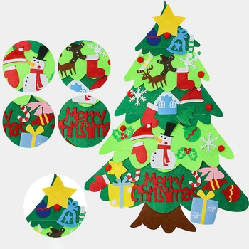

3D Felt Christmas Tree Children's Handmade Puzzle DIY with Lamp Crafts Toys Christmas Party Toy Snowman Christmas Decoration