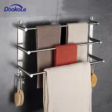 Bathroom Towel Rack with Hooks Wall Mounted, 304 Stainless Steel Towel Holder 3 Level Holder Towel Bar for Storage Bath Towels