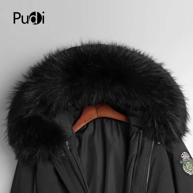 PUDI MT8111 Мужская Новая Модная хлопковая куртка куртки с подкладкой из натурального меха норки с капюшоном из лисьего меха осенне-зимняя повседневная верхняя одежда