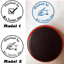 40 мм печать учителя персонализированные пользовательские Имя штамп с проверенной Самостоятельная Заправка чернилами для оценки подарка школы