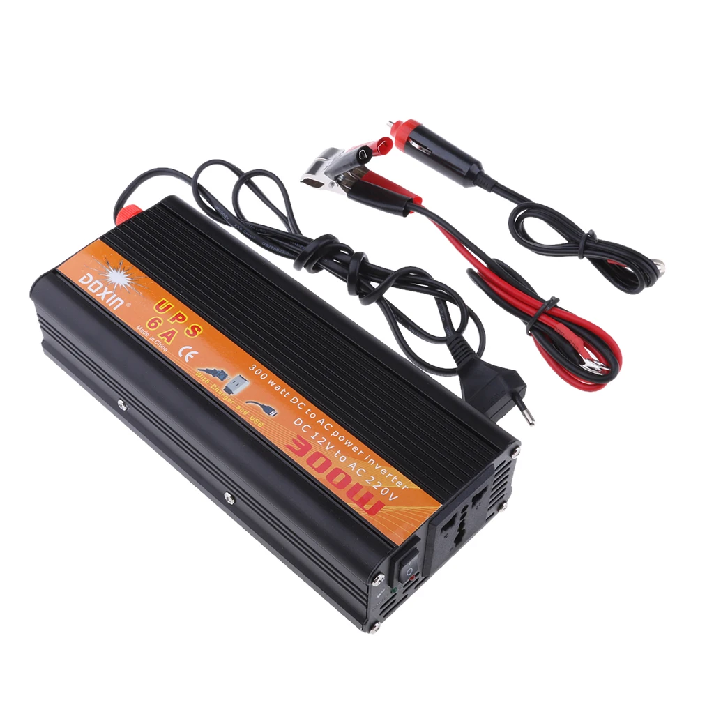 Премиум 300W UPS автомобиля Мощность инверторы 12V постоянного тока до 220V модифицированных волн, двойной USB постоянного тока в постоянный преобразователи