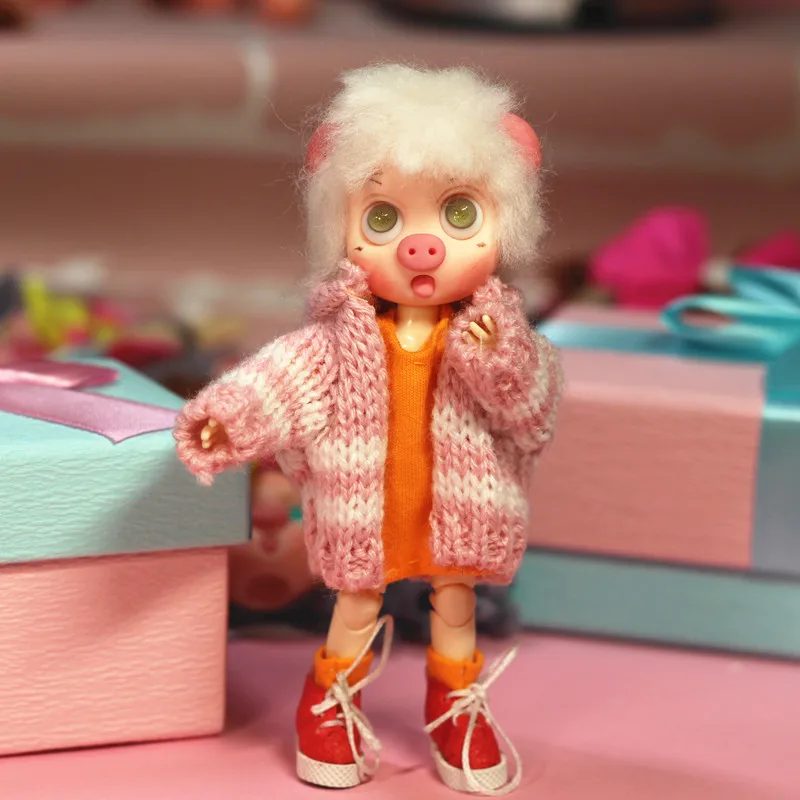 Ob11 Кукла Одежда 1/12 1/8 bjd детская одежда глиняная кукла красивый узел свинья бегать детский вязаный свитер кардиган пальто кукла аксессуары