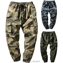 Новые мужские штаны для бега, весенние камуфляжные штаны-карго, Мужские штаны-шаровары, камуфляжные уличные штаны с карманами