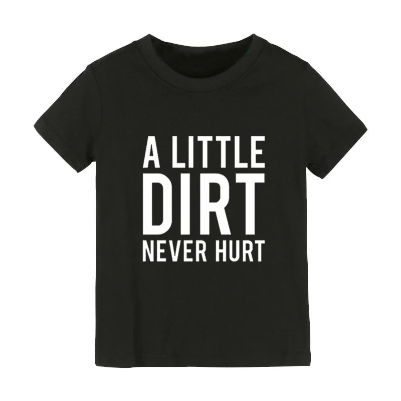 Детская футболка с принтом «Little Dirt Never Hit» Детская футболка для мальчиков и девочек, одежда для малышей забавные уличные футболки CZ-129