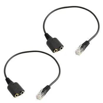

2x RJ9 To 2 Port 3.5mm Female Jack headset Adapter Cable for Telephone Headset to