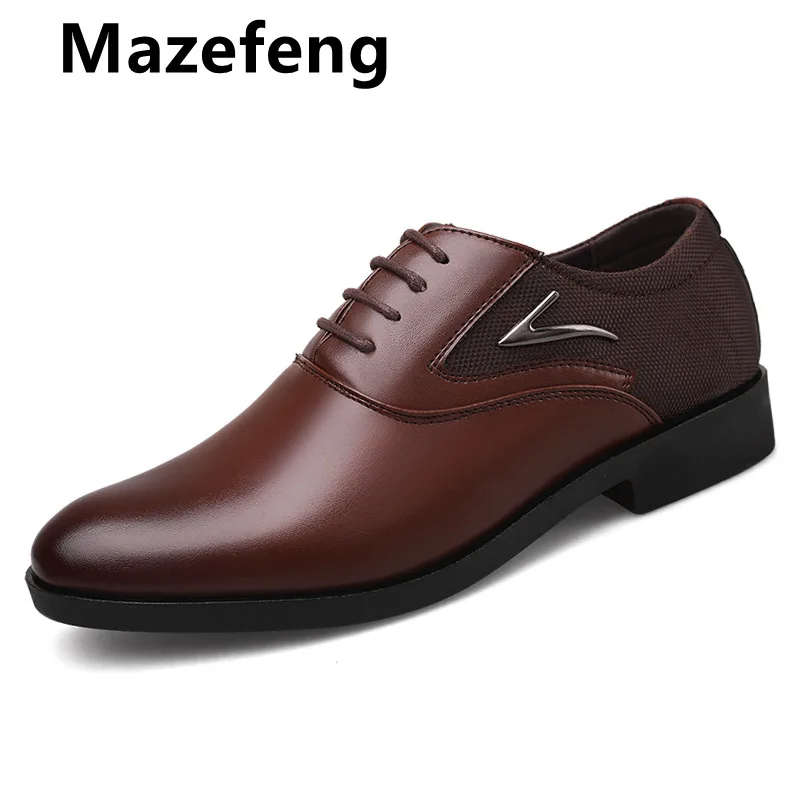 

Mazefeng 2019 Men's Fashion British Style Round Toe Wedding Business Leather Formal Dress Shoes Summer Flats Shoes Oxfords Men