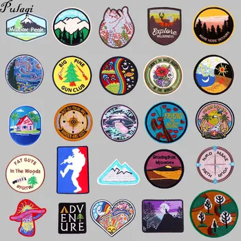 

Round Patch Wild Camping Travel Embroidery Patches For Clothing Hat Cowboy Fabric Decor Iron On Patches On Clothes Appliques DII
