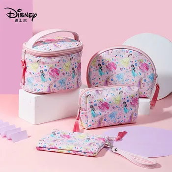 

Disney Genuine Cartoon Cute Princess Cosmetic Bag Pu Waterproof Toiletry Bag Large Capacity Portable Travel Storage Bag Clutch