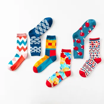 

New 1 Pair Unisex Cotton Happy Socks Men Women British Style Casual Harajuku Pattern Fashion Novelty Art for Couple Funny Socks