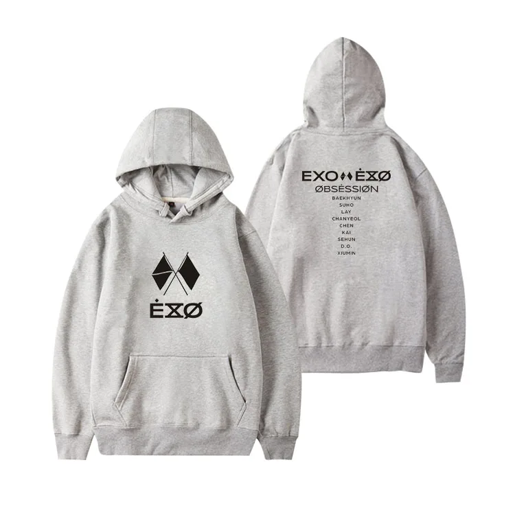 Kpop exo obsession альбом же молния/пуловер толстовки унисекс Мода флис/тонкий свободный свитер 6 цветов
