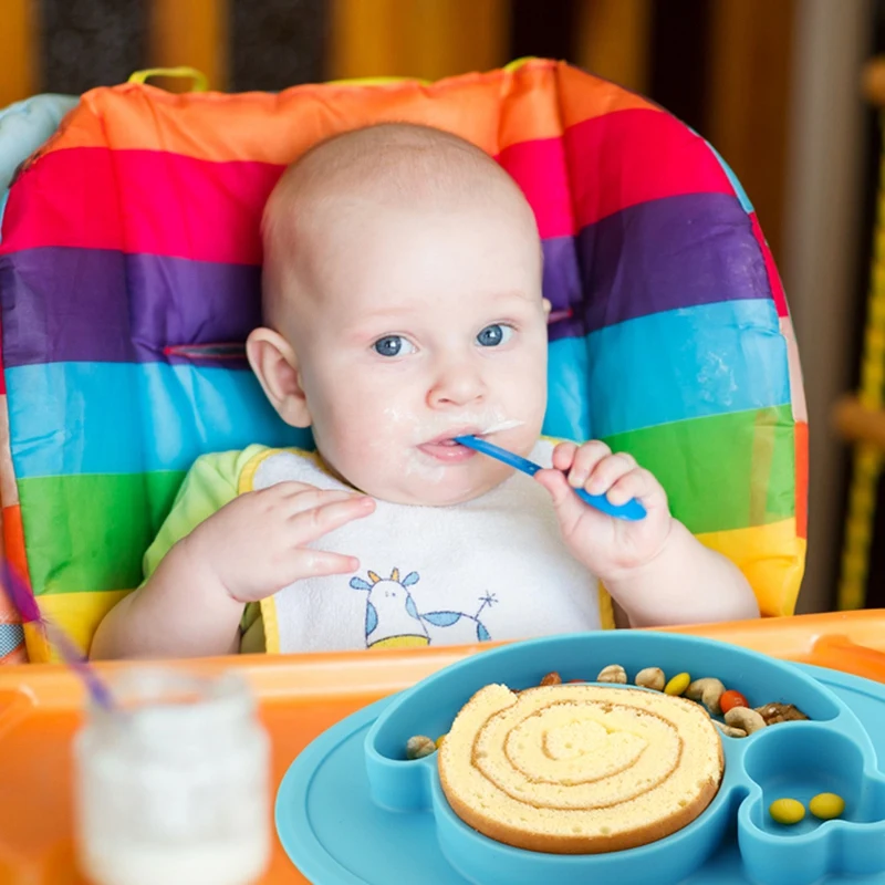 Infants Silicone Plate Baby Dishes Feeding Food Plate Tray for Kid Dinnerware Set Waterproof Baby Tableware Placemat