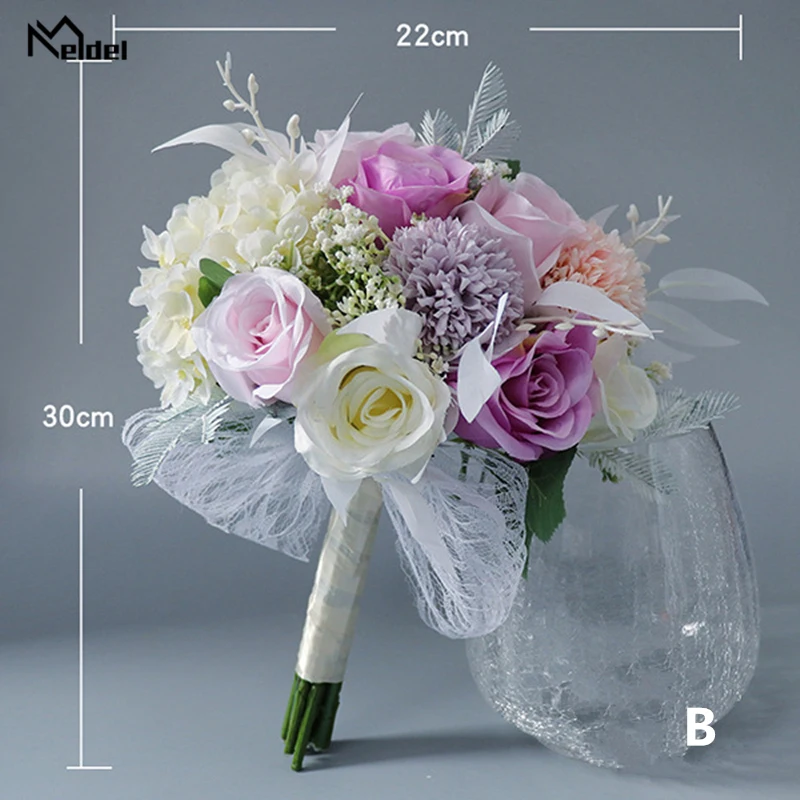 Meldel свадебный цветок букет невесты цветы искусственные цветы Шелковые Розы Гортензия Креативный Свадебный букет водопад