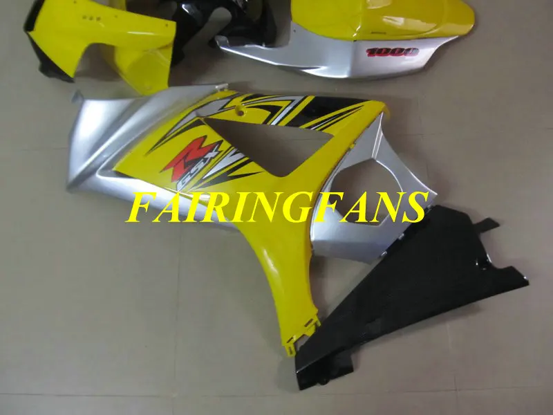 Литьевая форма обтекателя кузова для GSXR1000 07 08 GSX-R GSXR 1000 K7 2007 2008 желтое серебро Обтекатели+ подарки SK28
