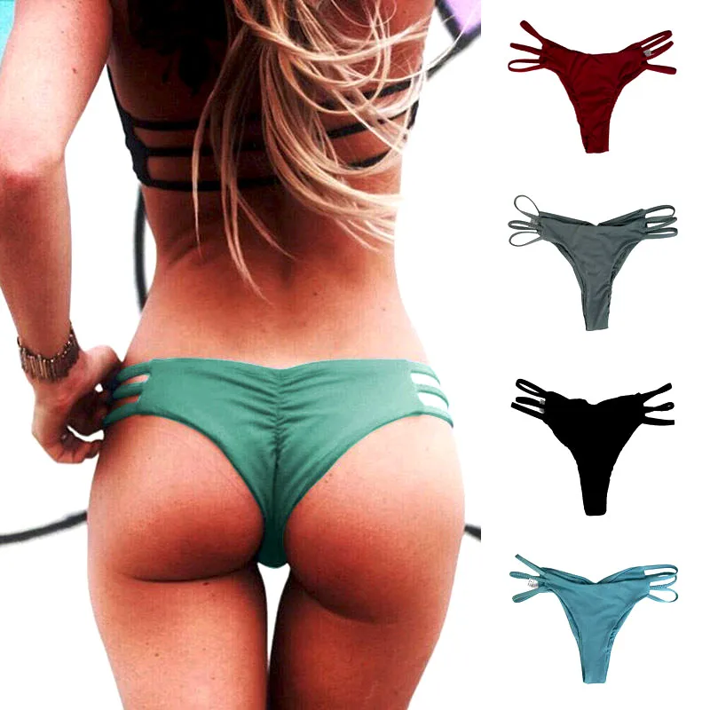 Summer Women Sexy Brazilian Swimming Trucks Shorts Panties Ladies V Thong Cheeky Ruched Bottom Swimwear Beachwear Bathing Suit