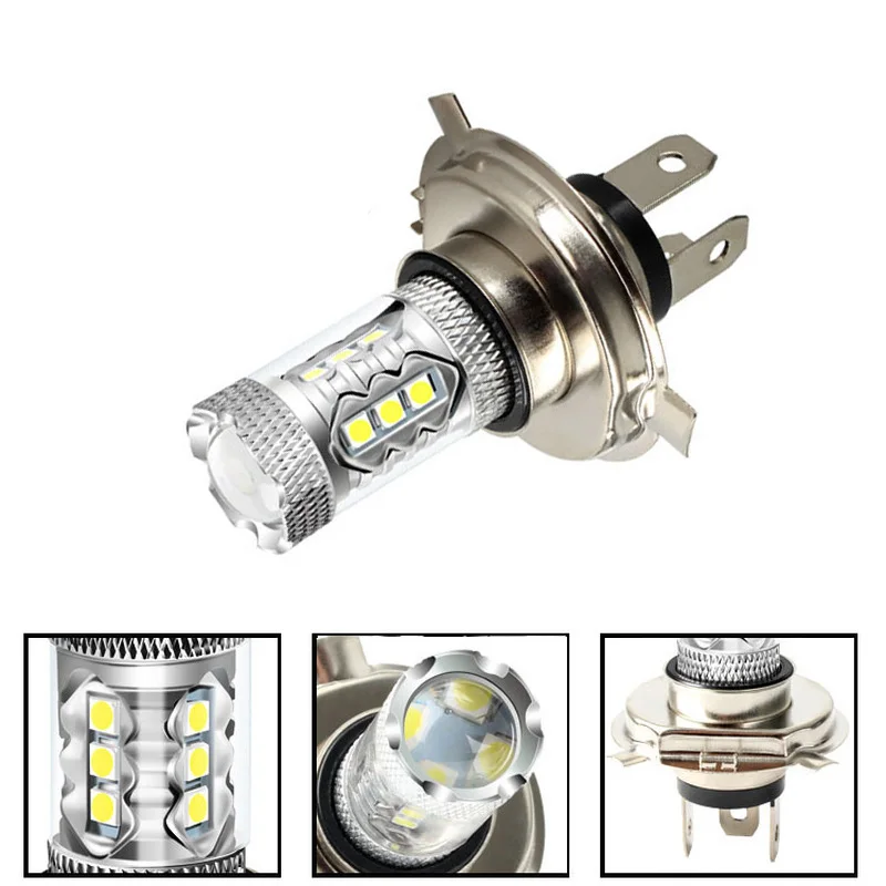 Bombilla de luces LED antiniebla para coche, luz blanca superbrillante, H4, H7, 80W, 6000K, 12V