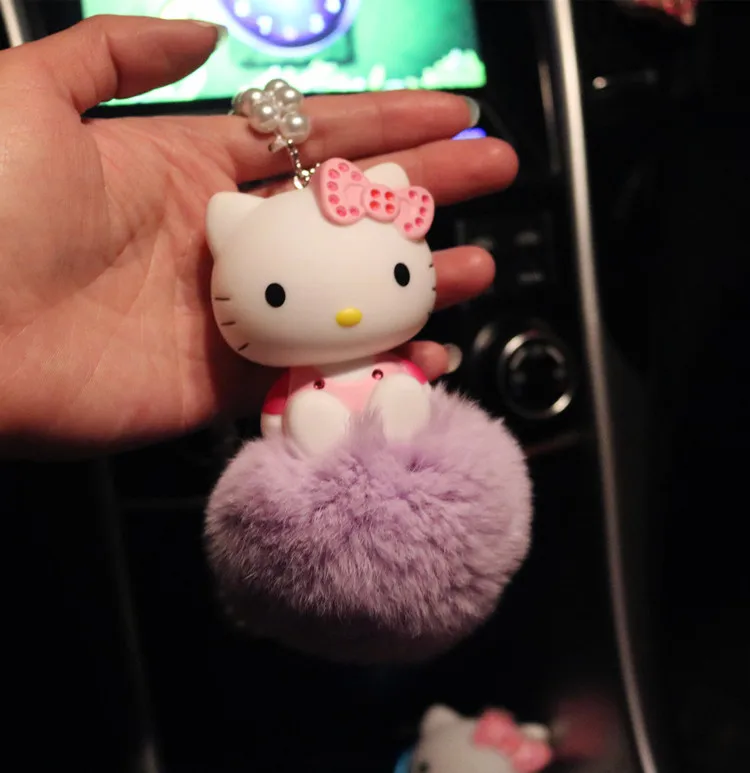 Хрустальный брелок Hello Kitty для авто-стайлинга Interio, подвесная кукла со стразами, брелок для ключей, подвеска для автомобиля, зеркало заднего вида - Цвет: 10