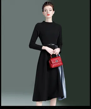 

2020 spring and autumn women's dress collection waist 100 pleats ladies lady light familiar temperament goddess fan dress