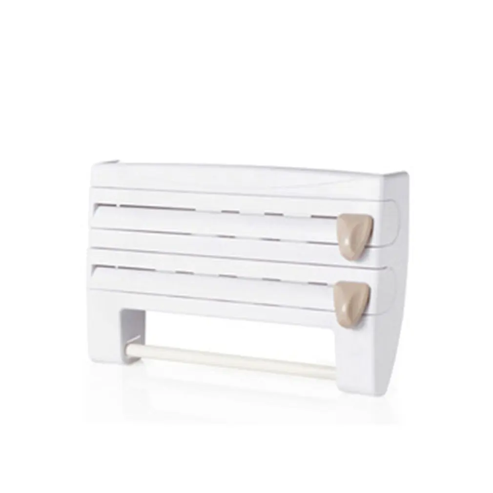 Portable Kitchen Storage Cling Film Sauce Bottle Rack Container Paper Towel Holder with Cutting Blades Home Kitchen Supplies