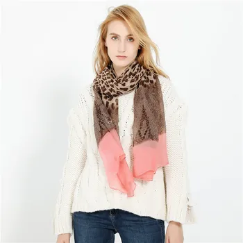 

New fashion personality Leopard lace Bali yarn sunscreen scarf women