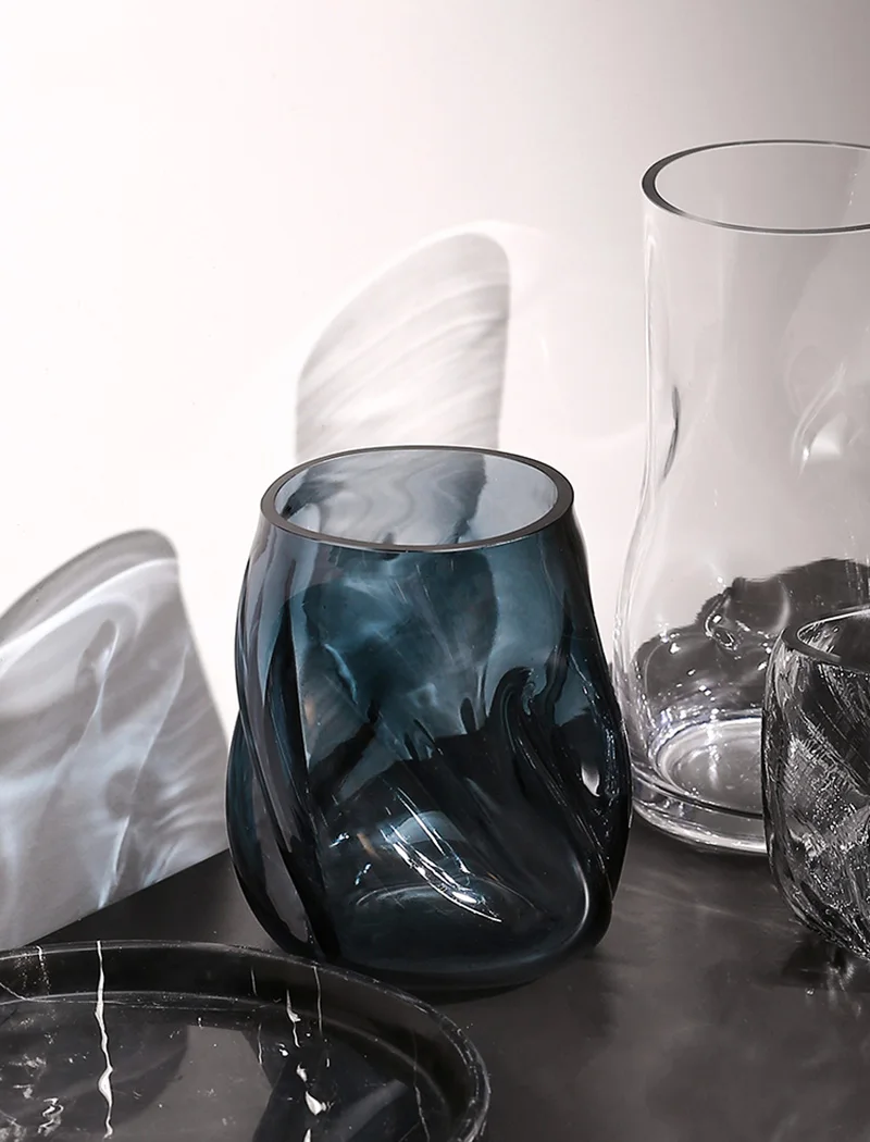 

Geometric Glass Vase Nordic Transparent Decoration Living Room Flower Vase Blue Glass Vases Creative Flower Terrariums