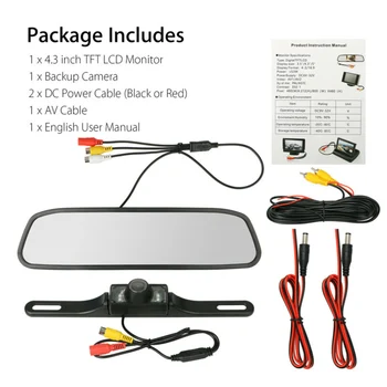 

4.3" Backup Camera Mirror Car Rear View Reverse Night Vision Parking System Kit Rear View Vehicle Backup Camera