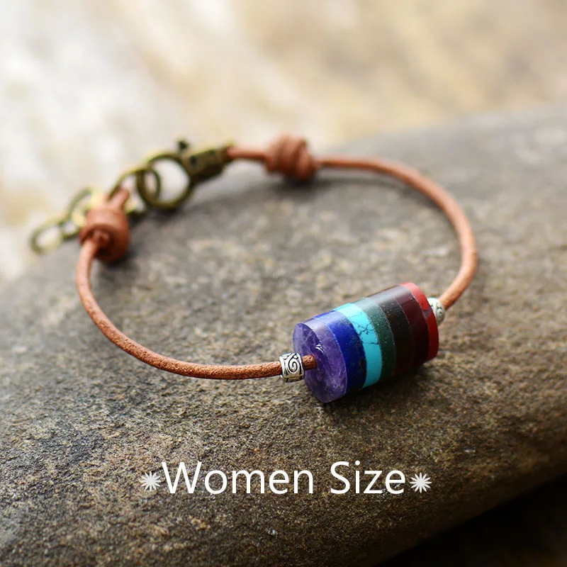 Tan Women Size Новые камни чакра браслеты женские винтажные кожаные бусины в тибетском стиле мужские браслеты пары влюбленных ювелирные изделия Прямая поставка - Окраска металла: Tan Women Size