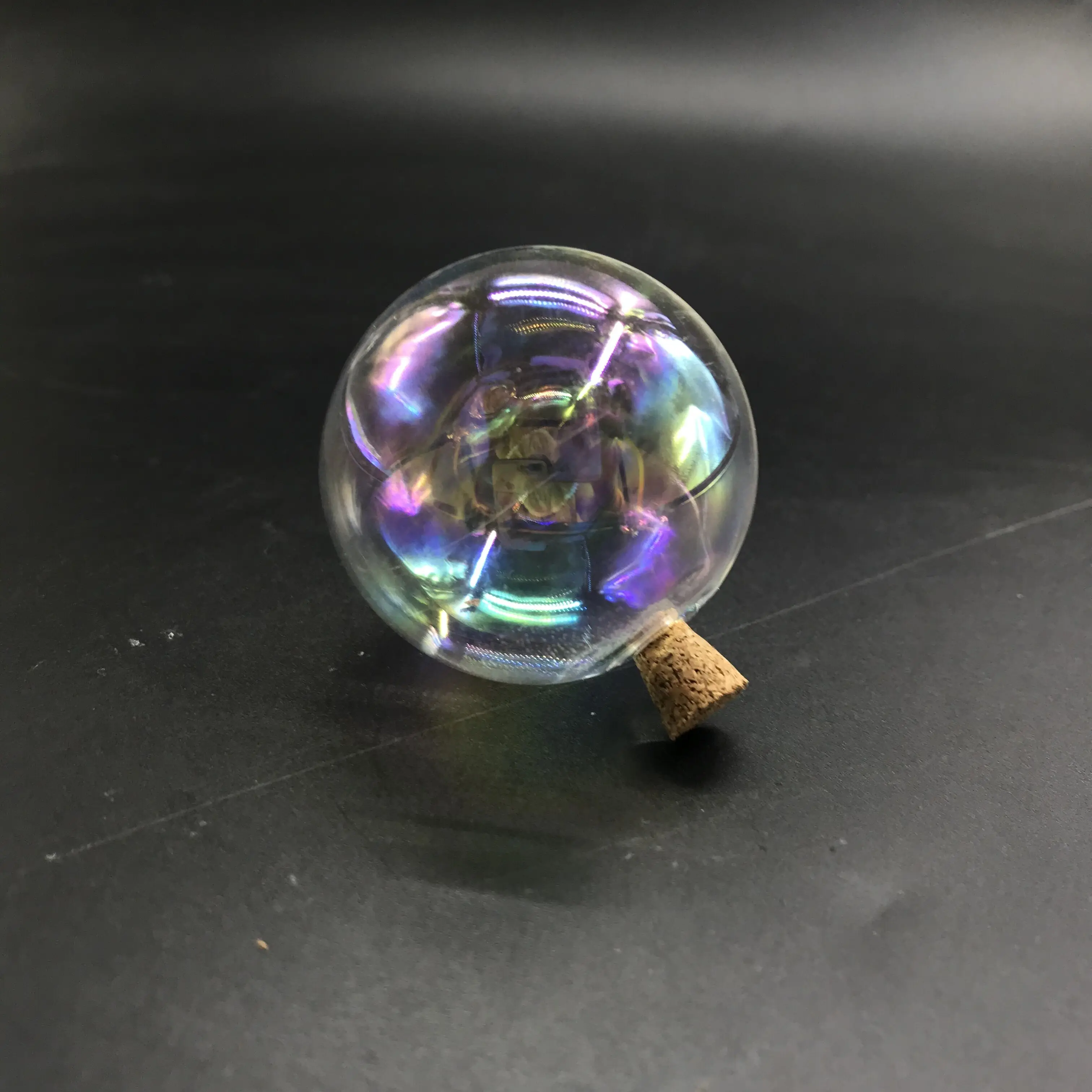 3pcs 14-40mm Rainbow glass round ball bottle with cork glass vial pendant necklace perfume oil globes dome wedding decor