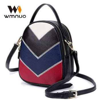 

Wmnuo 2020 Phone Bag Women Patchwork Embroidery Hand Bag Female Small Cow Leather Crossbody Bags Ladies Money Bag Sac Hot Sale
