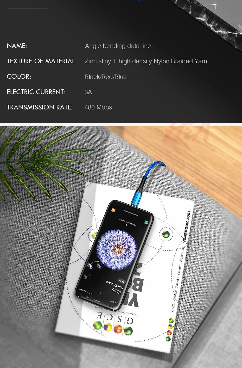Кабель H& A usb type-C для xiaomi redmi k20 pro, кабель для мобильного телефона 3,0 A, быстрая зарядка для устройств usb type-C