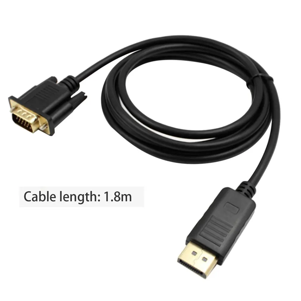 1,8 м Mini DisplayPort to VGA кабель адаптер Full HD 1080P папа-мама DP To VGA конвертер кабель для MacBook HDTV проектор