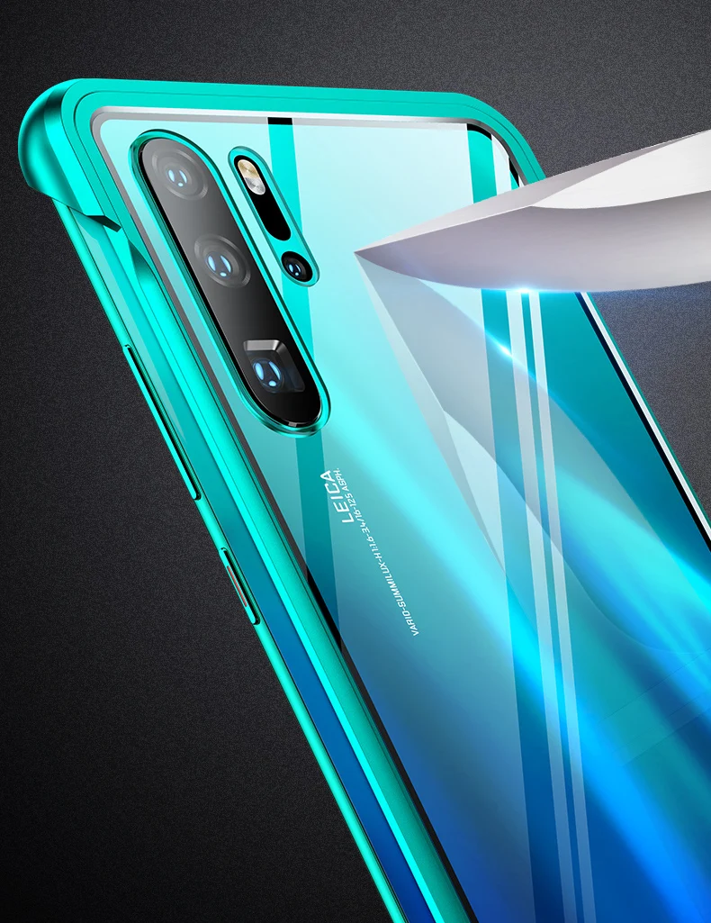 Бескаркасный металлический алюминиевый чехол для телефона huawei P30 Pro, тонкий прозрачный чехол из закаленного стекла, чехол для huawei P30 Pro